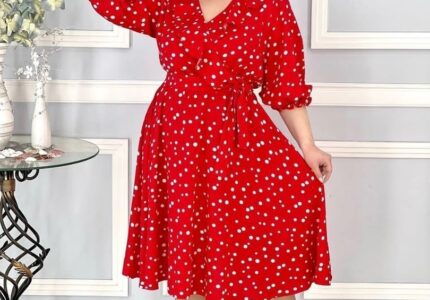 Платье в горошек P4599